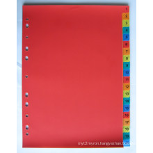 20 Pages Colored PP Index Divider With Number Printed (BJ-9025)